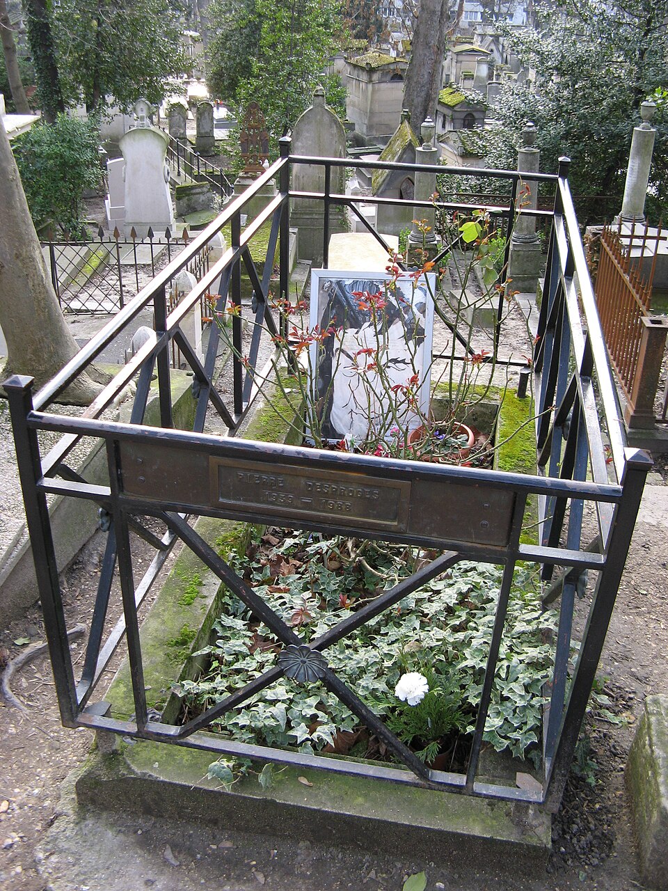 A photograph of Pierre Desproges' tomb