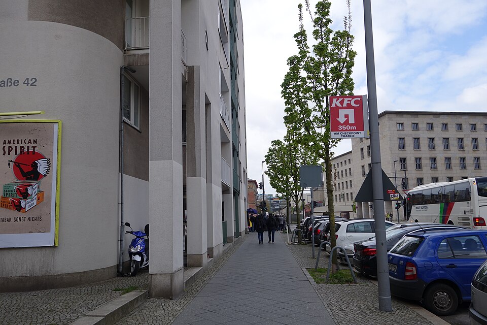 A photograph of Checkpoint Charlie