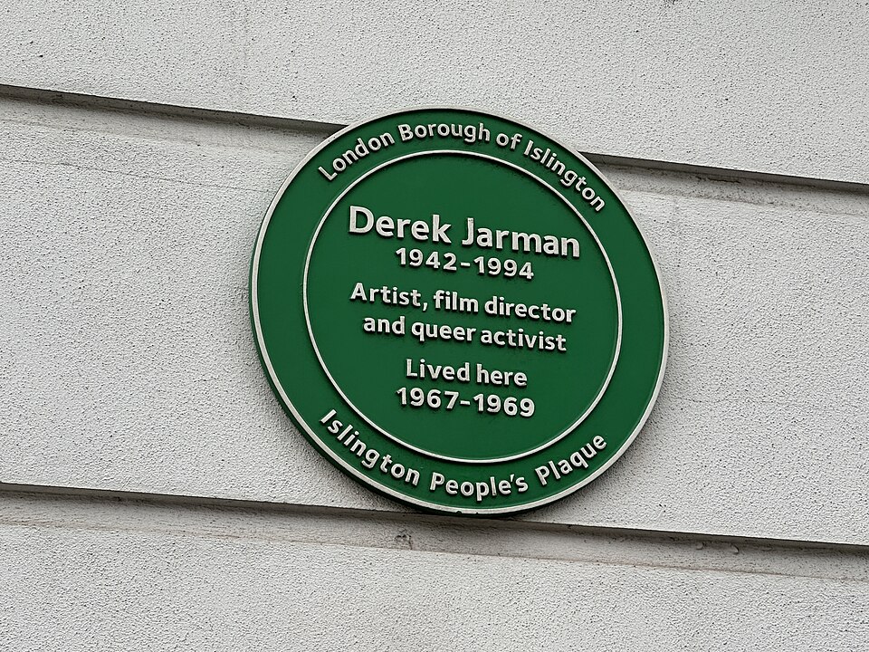 A photograph of Derek Jarman