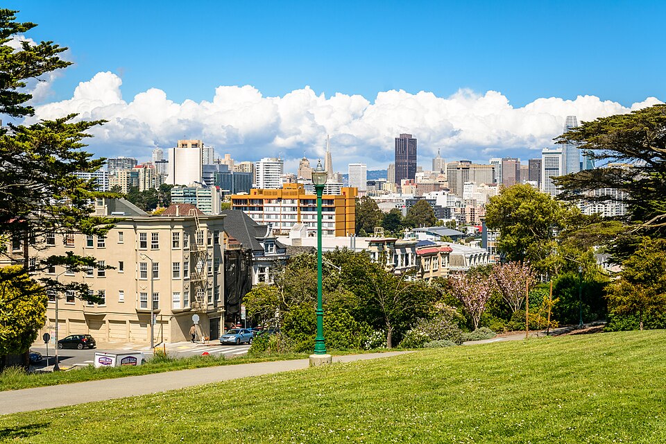 A photograph of Alamo Square Park