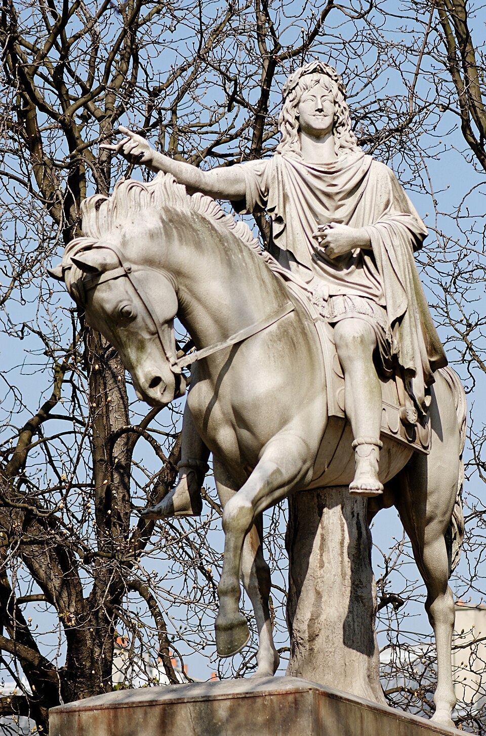 A photograph of equestrian statue of Louis XIII