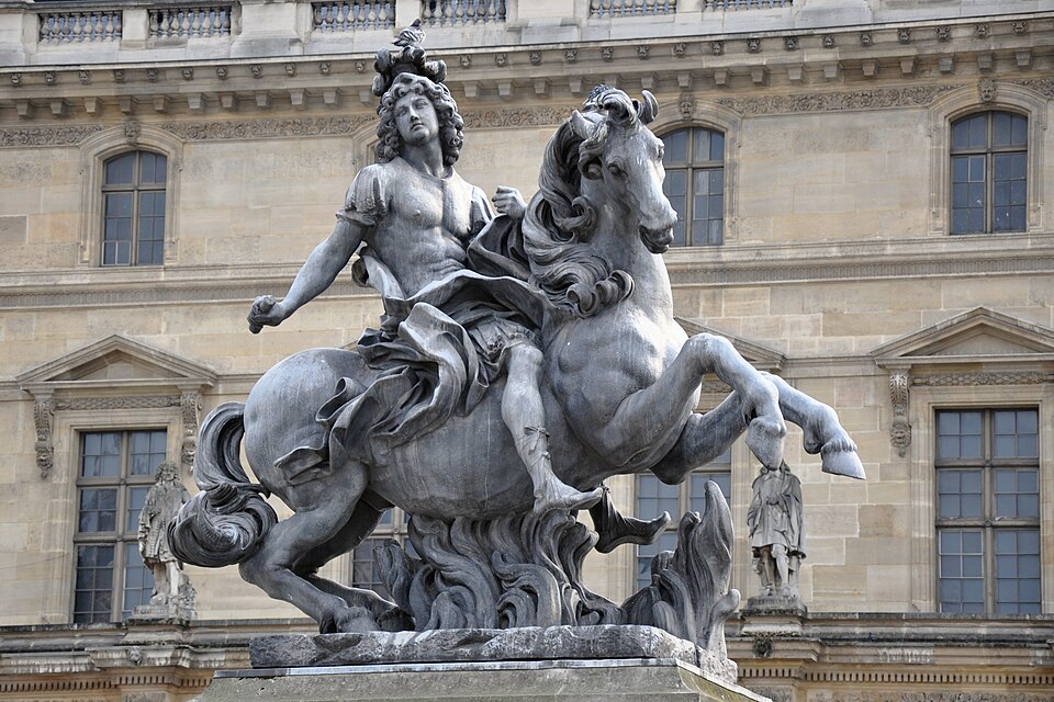 A photograph of equestrian statue of Louis XIV