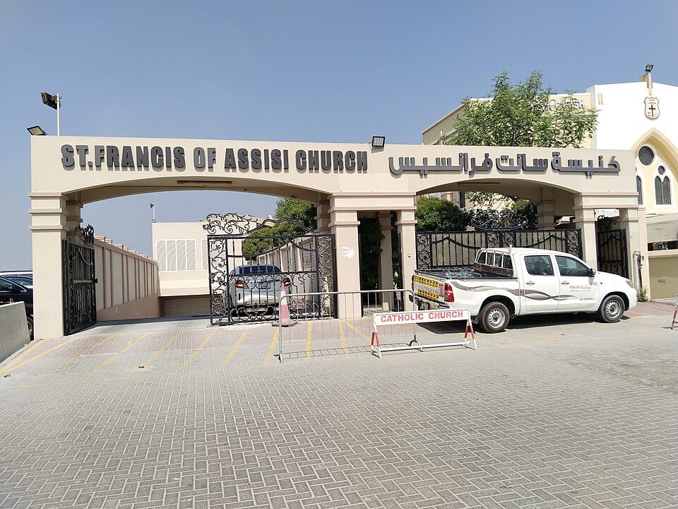 A photograph of St. Francis of Assisi Catholic Church, Jebel Ali