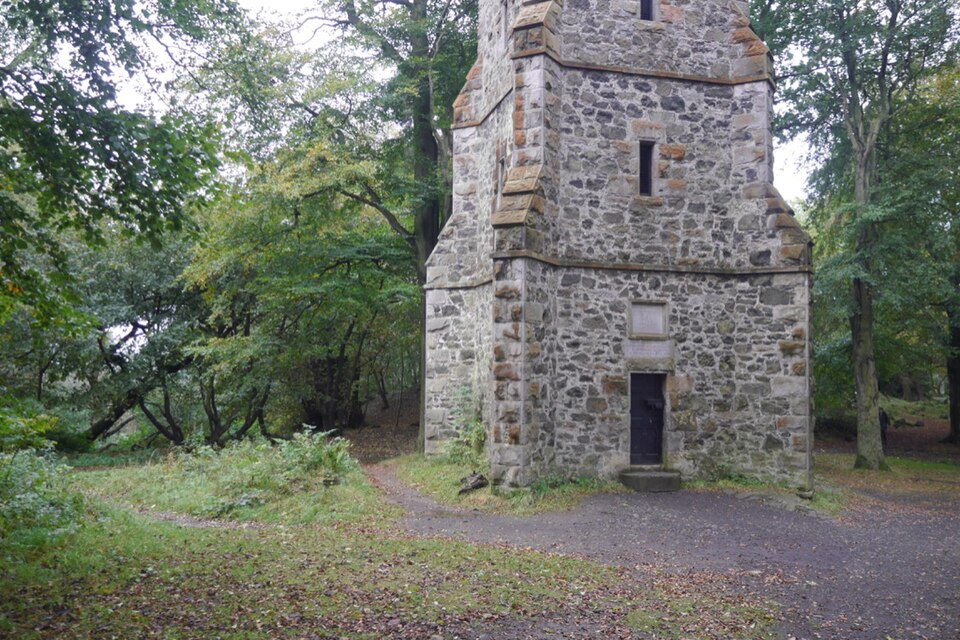 A photograph of Clermiston Tower, Corstorphine Hill