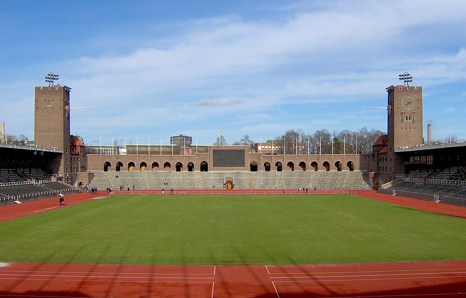 A photograph of Stockholm Olympic Stadium