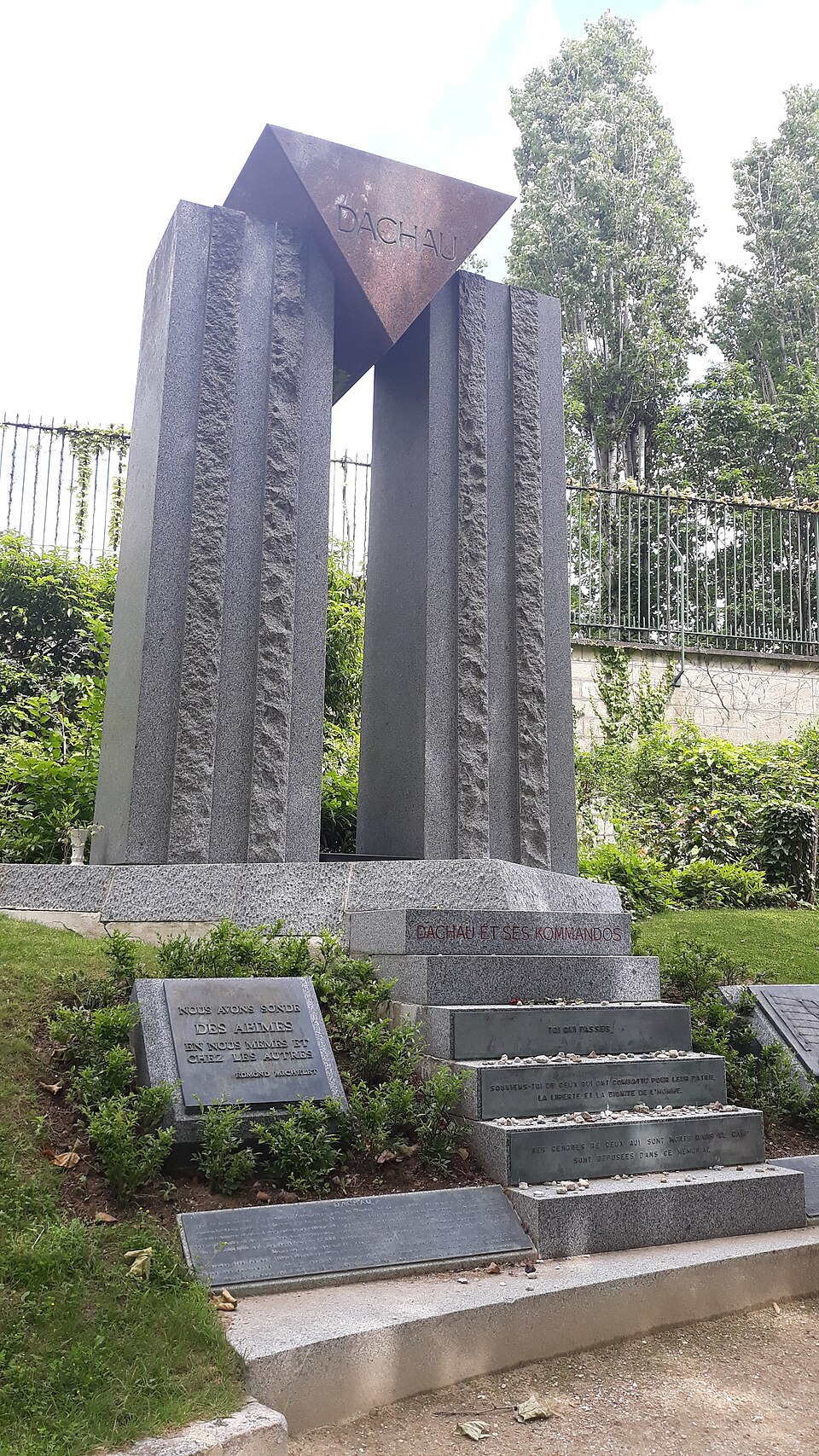 A photograph of Dachau memorial