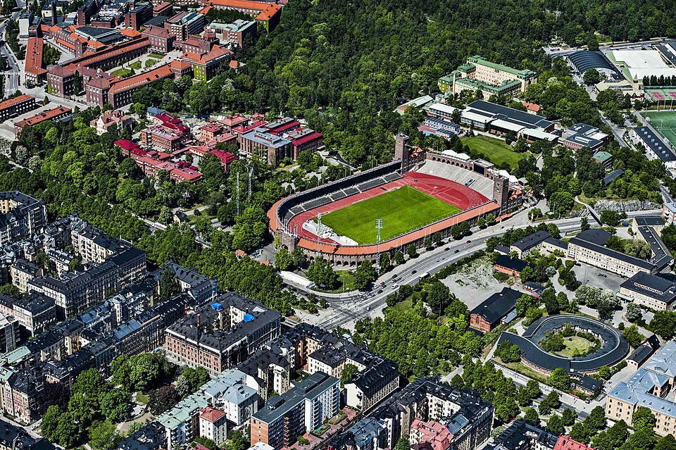 A photograph of Stockholm Olympic Stadium