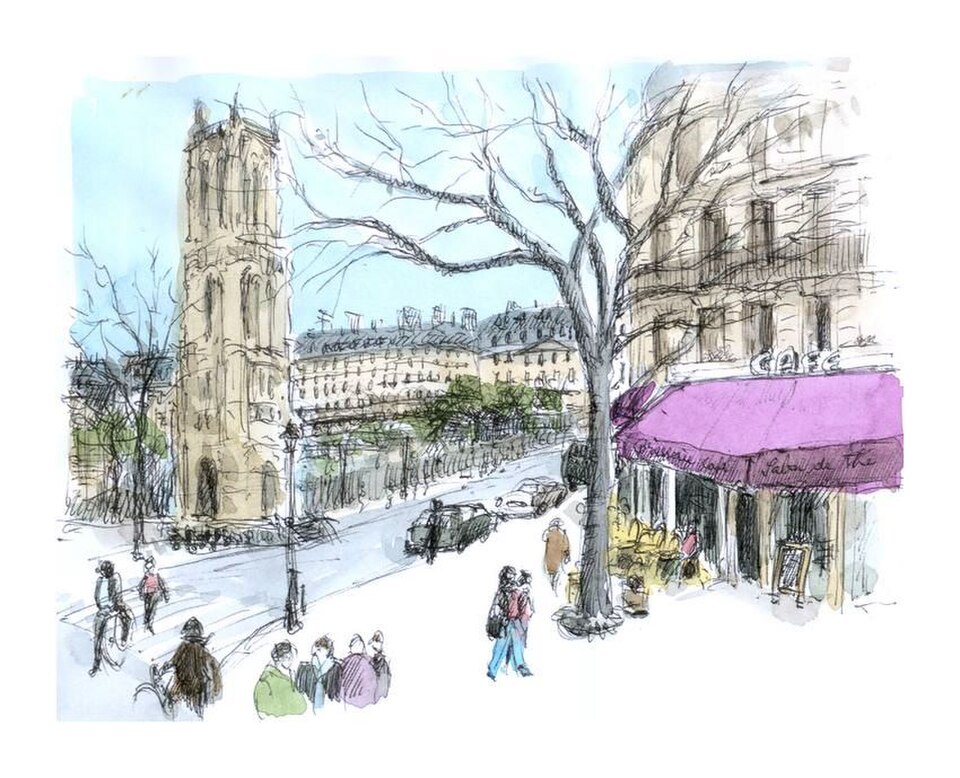 A photograph of Saint-Jacques Tower