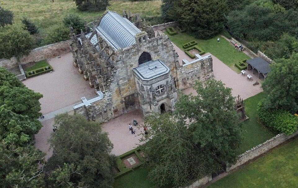 A photograph of Rosslyn Chapel, Roslin