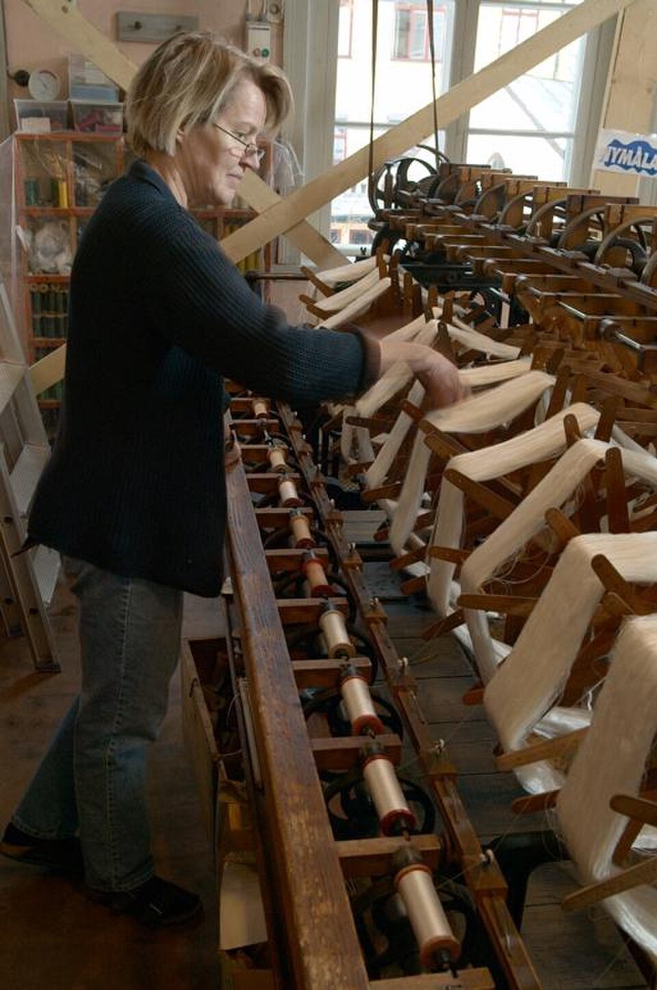 A photograph of K A Almgren silk weaving
