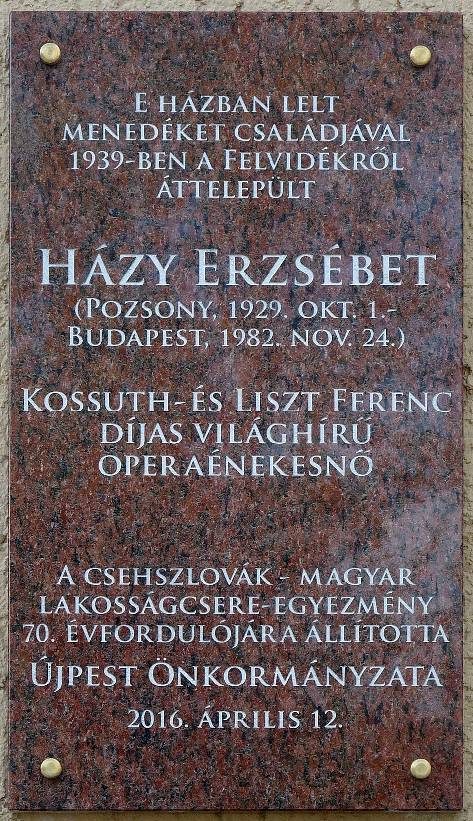A photograph of Házy Erzsébet