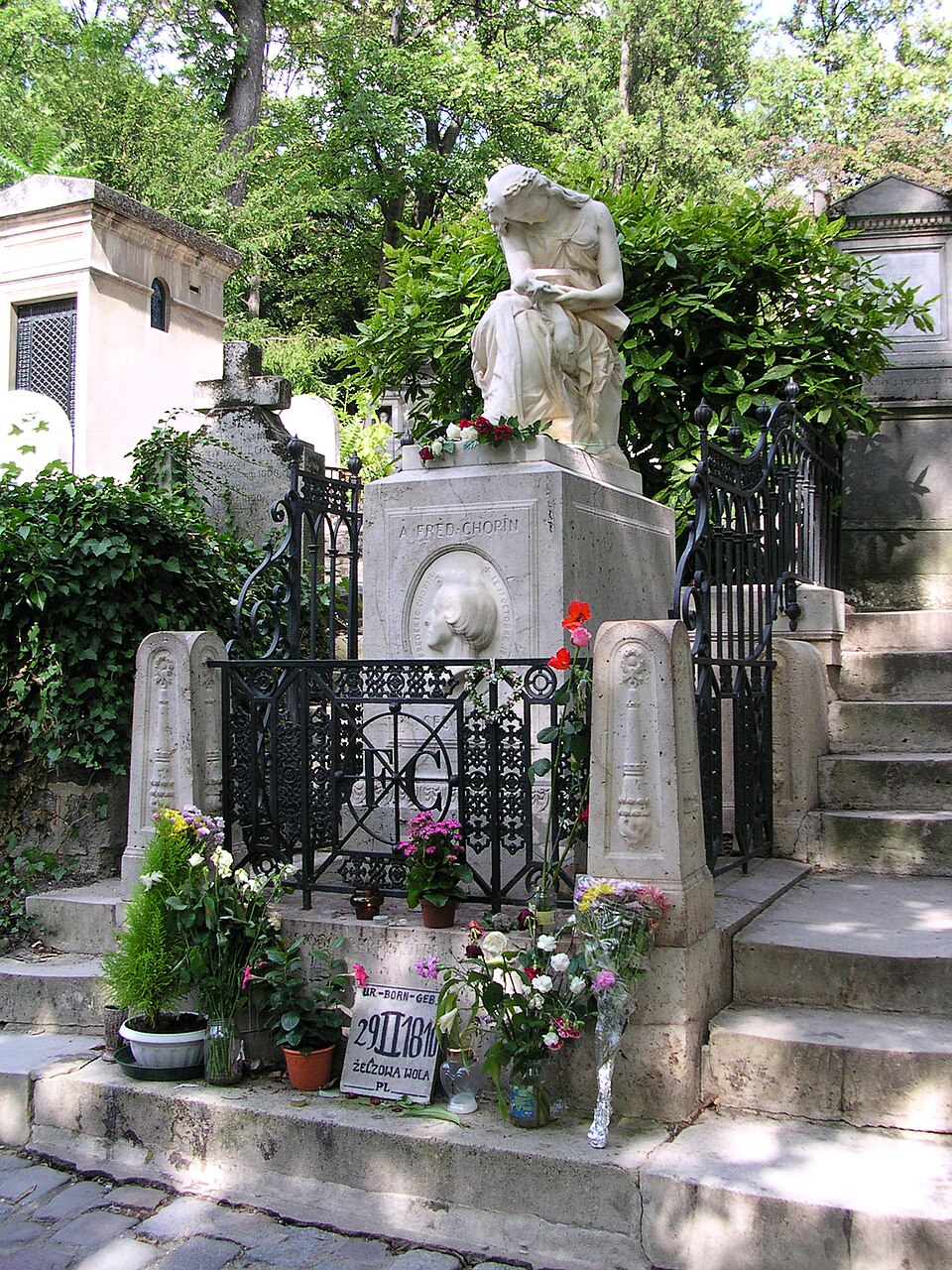 A photograph of Frédéric Chopin's tomb