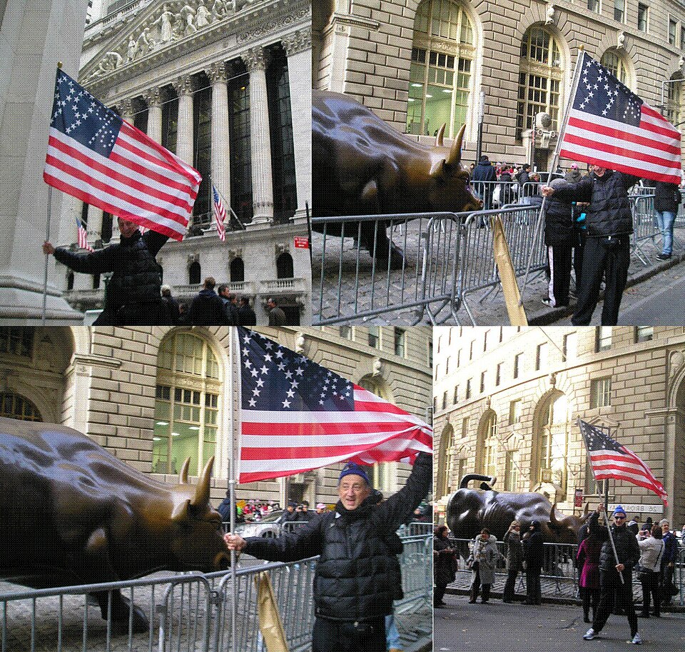 A photograph of Charging Bull