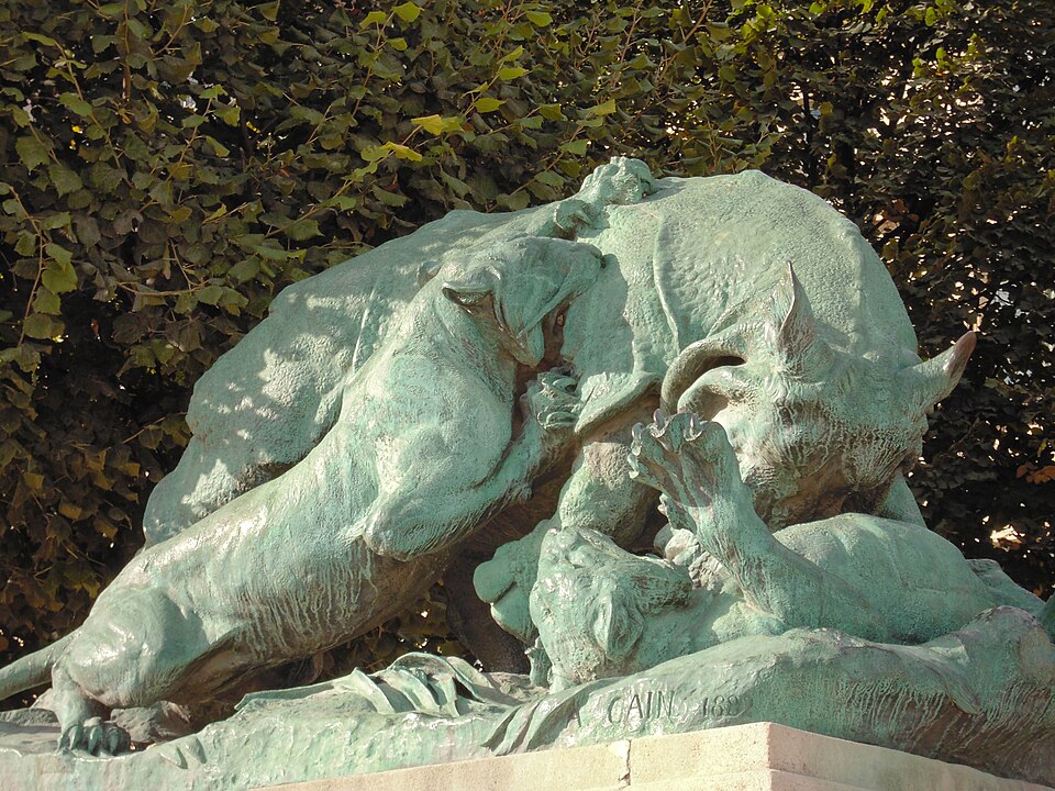 A photograph of Rhinoceros Attacked by Tigers