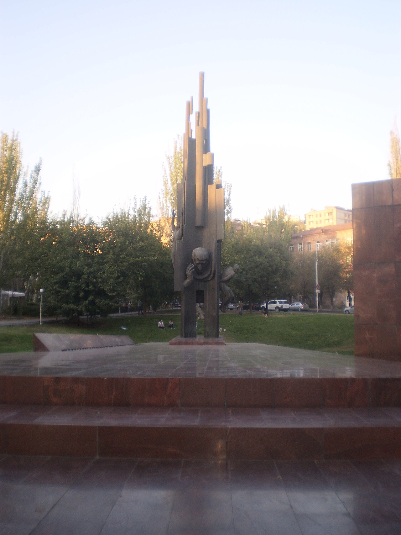 A photograph of Yeghishe Charents Monument