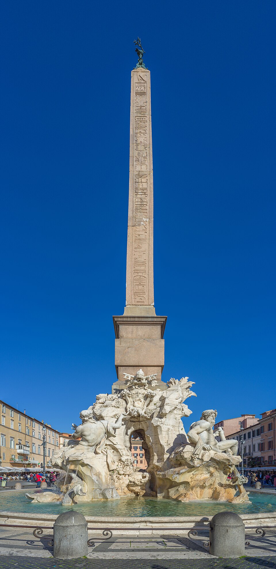 A photograph of Four Rivers Fountain