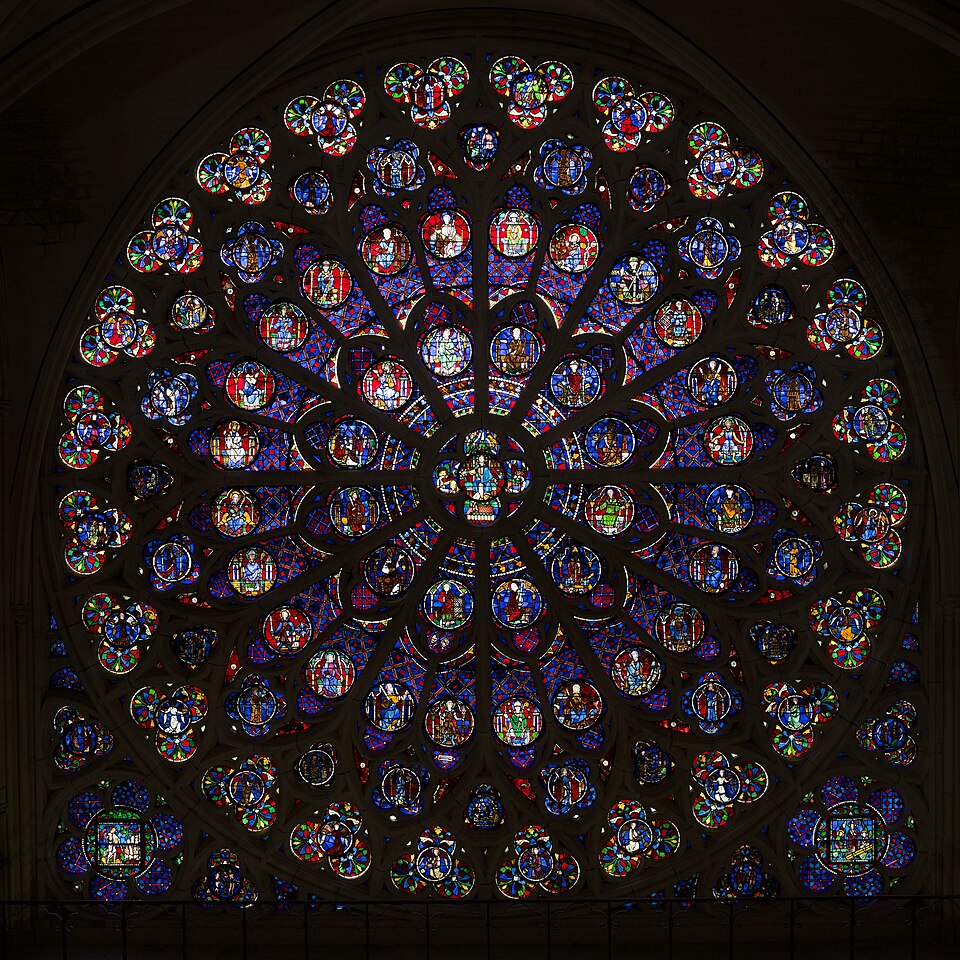 A photograph of South rose window of Notre-Dame de Paris
