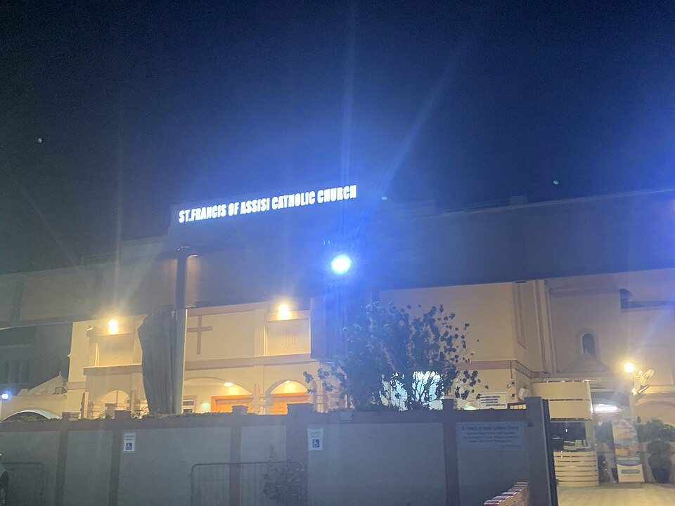 A photograph of St. Francis of Assisi Catholic Church, Jebel Ali