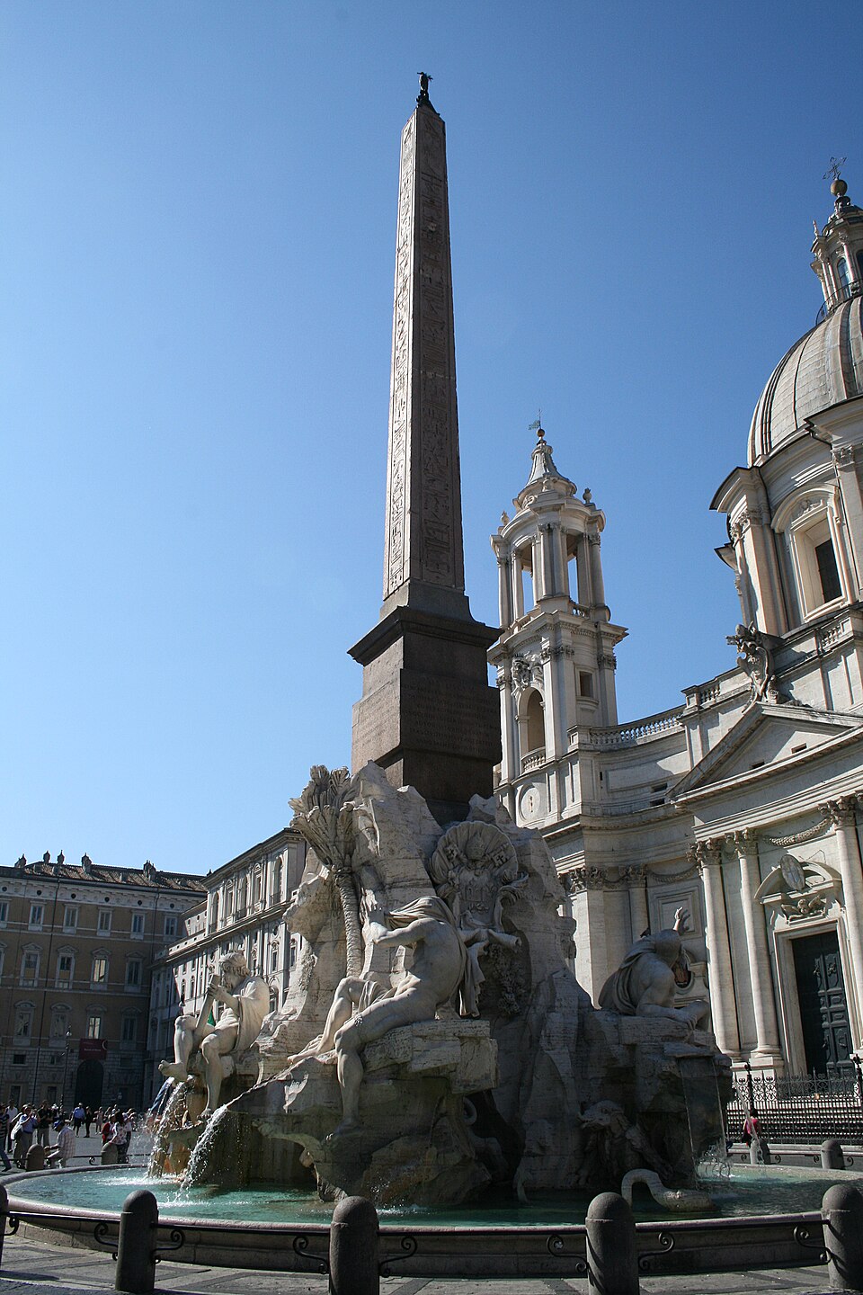A photograph of Four Rivers Fountain