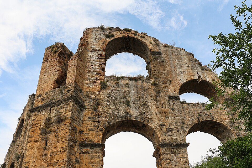 A photograph of Aspendos Roman aqueduct