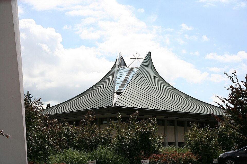 A photograph of St. Elizabeth catholic church with bell tower