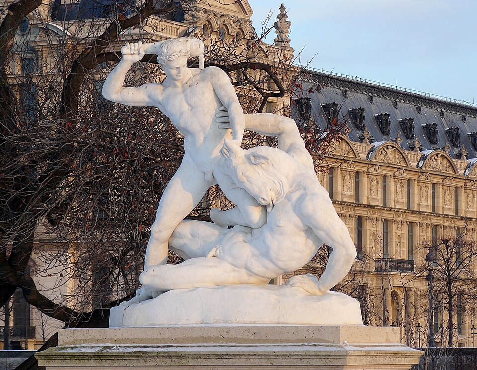 A photograph of Theseus Fighting the Minotaur
